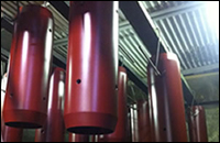 Large anodized pipes.