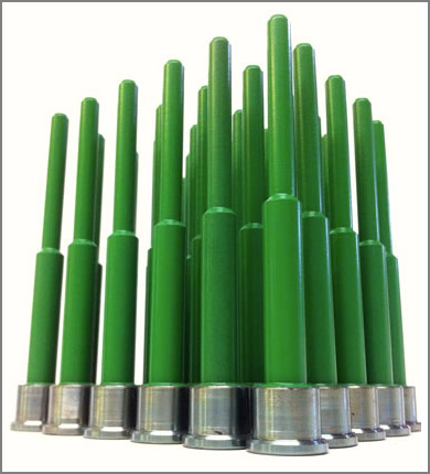 FEP applied to nozzles for excellent chemical resistance, high service temperatures and unique flame resistance.